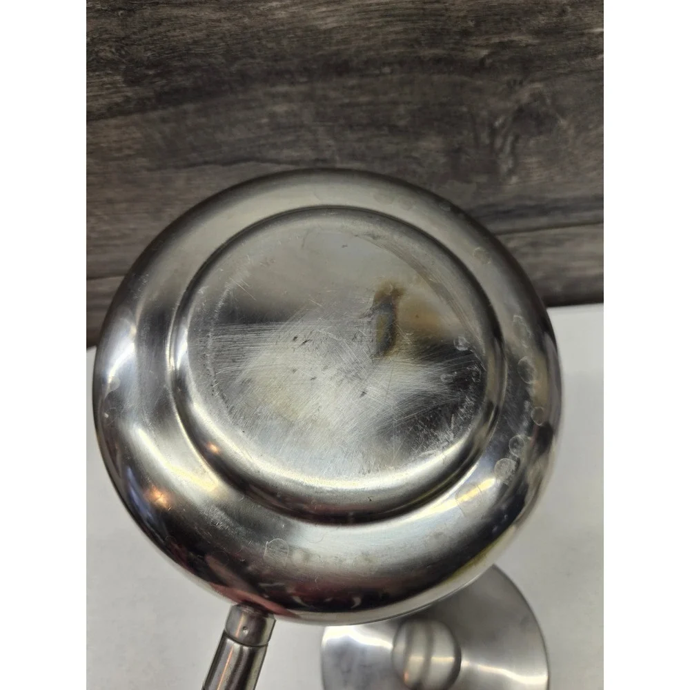 Vintage MCM Stainless Steel Fondue Pot with Lid Black Handle Mid Century‎ Modern